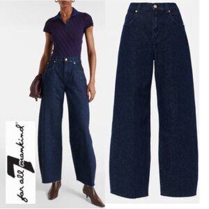 7 For All Mankind Bonnie High-Rise Barrel-Leg Jeans Dark Blue Size 27